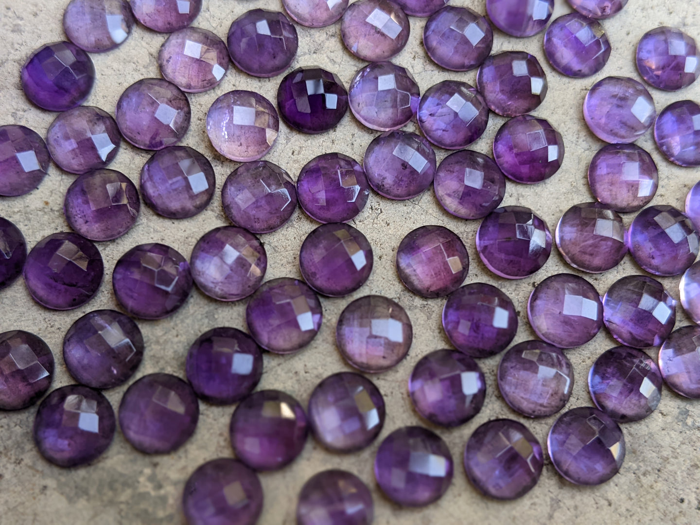 Amethyst Round Rose Cut Cabochons - 7mm