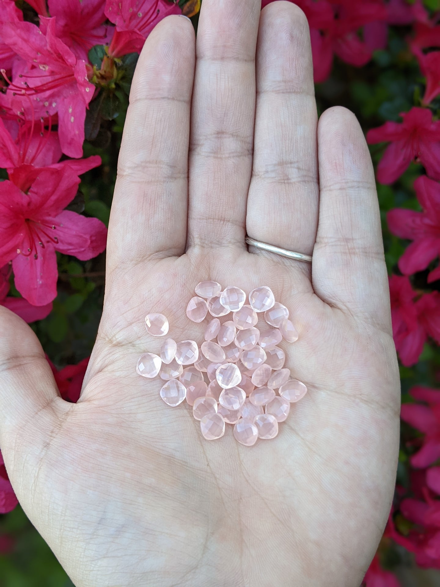 Pink Chalcedony Rose Cut Squares - 6mm
