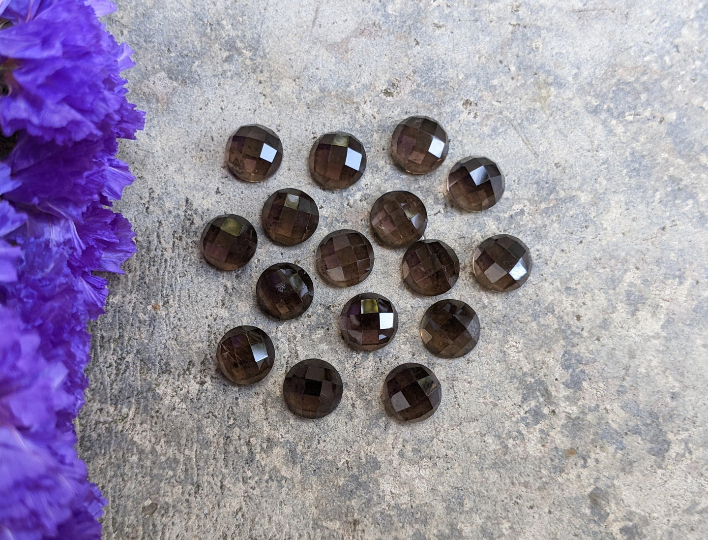 Smoky Quartz Rose Cut Round Cabochons - 7mm