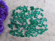 Green Onyx Rose Cut Oval Cabochons - 5x10mm