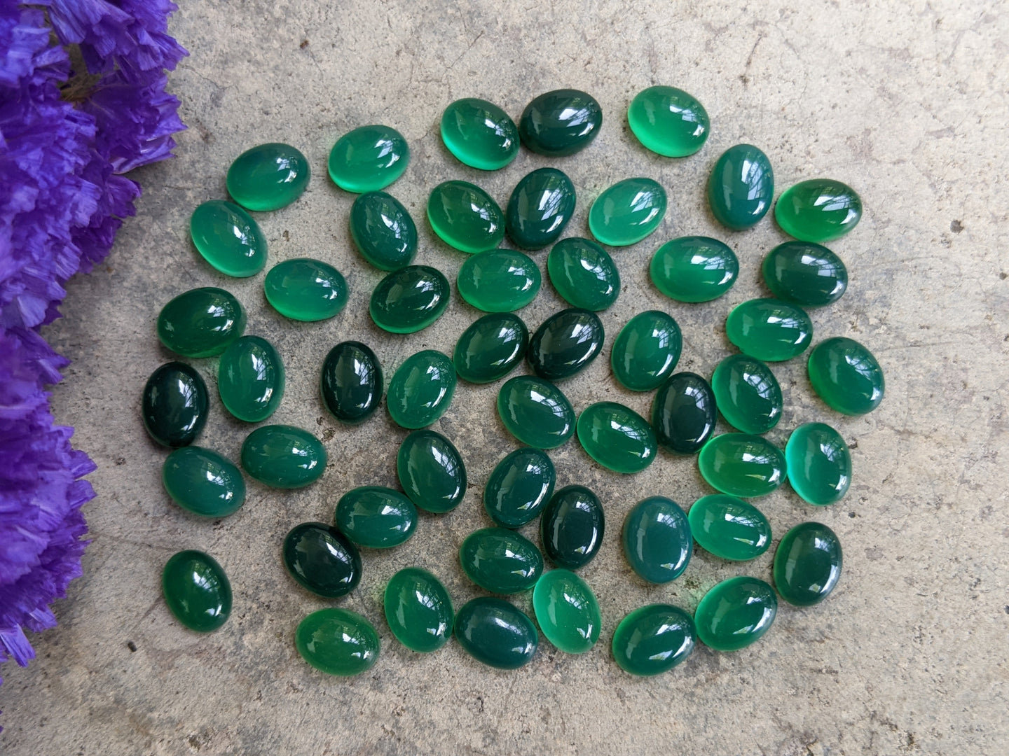 Green Onyx Oval Cabochons - 6x8
