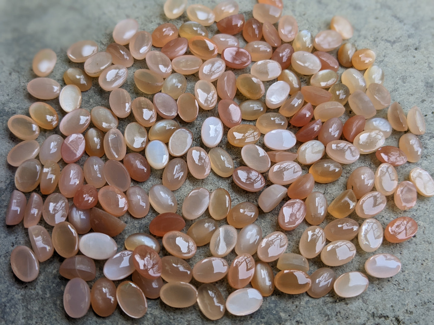 Peach Moonstone Oval Cabochons - 4x6mm