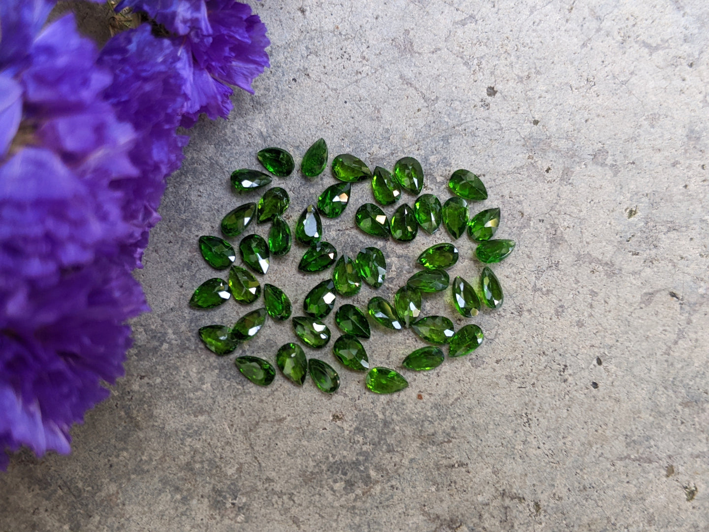 Chrome Diopside Teadrop Facets - 3x5mm