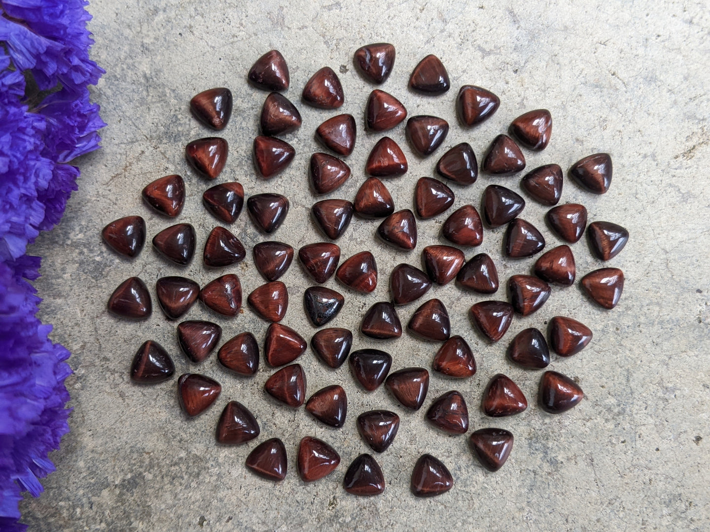 Tigers Eye (Red) Trillion Cabochons - 6mm