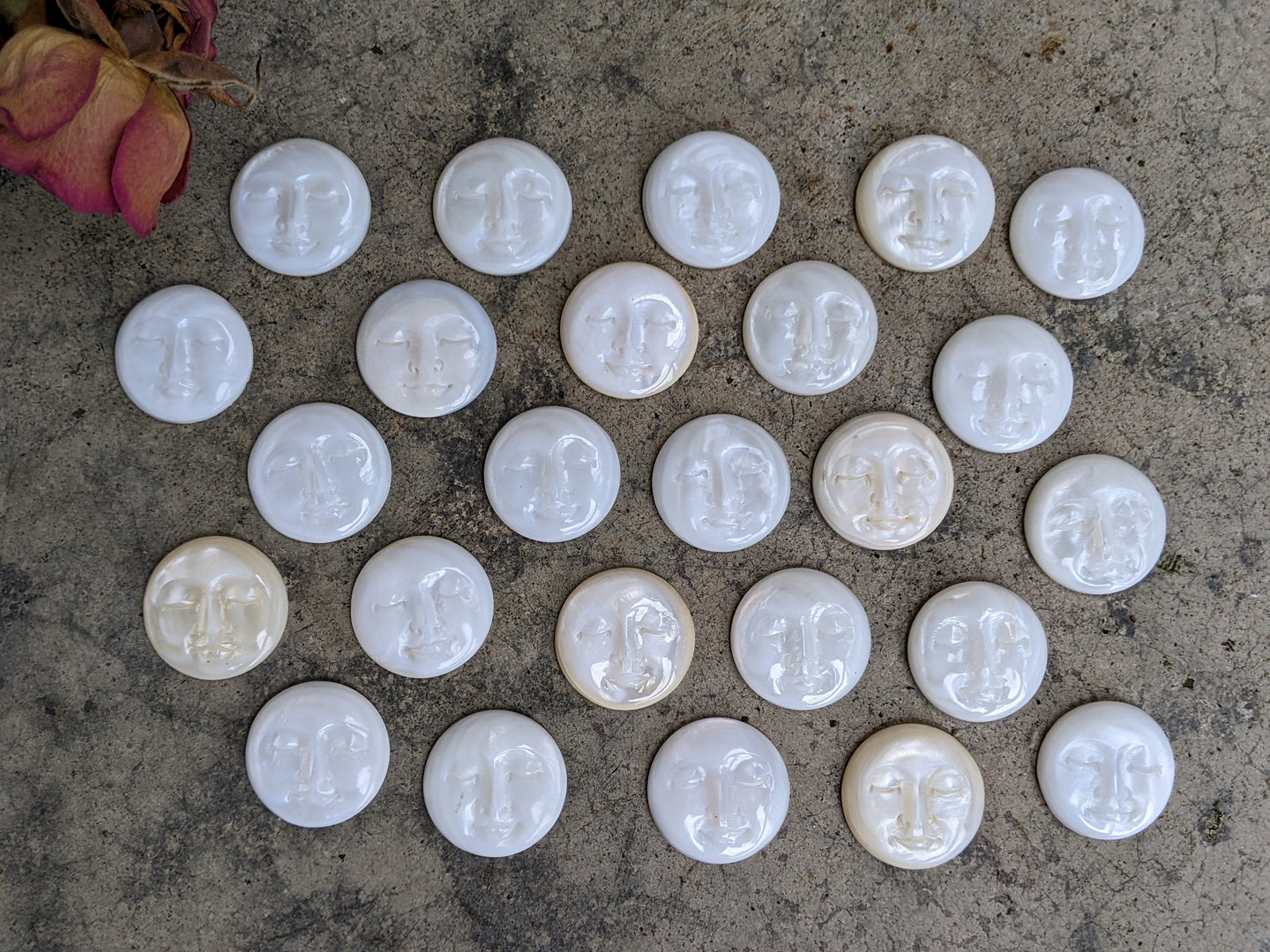 Mother of Pearl Carved Face Cabochons
