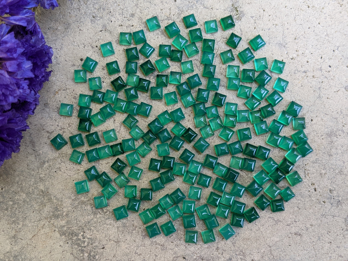 Green Onyx Square Cabochons - 4mm