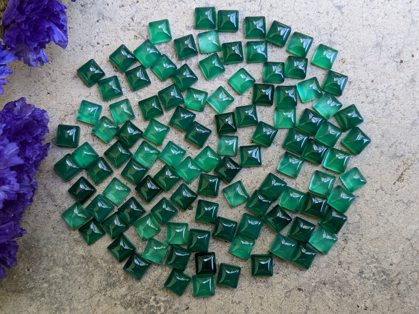 Green Onyx Square Cabochons - 5mm
