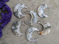 Ghost Seam Agate Crescent Moon Cabochons