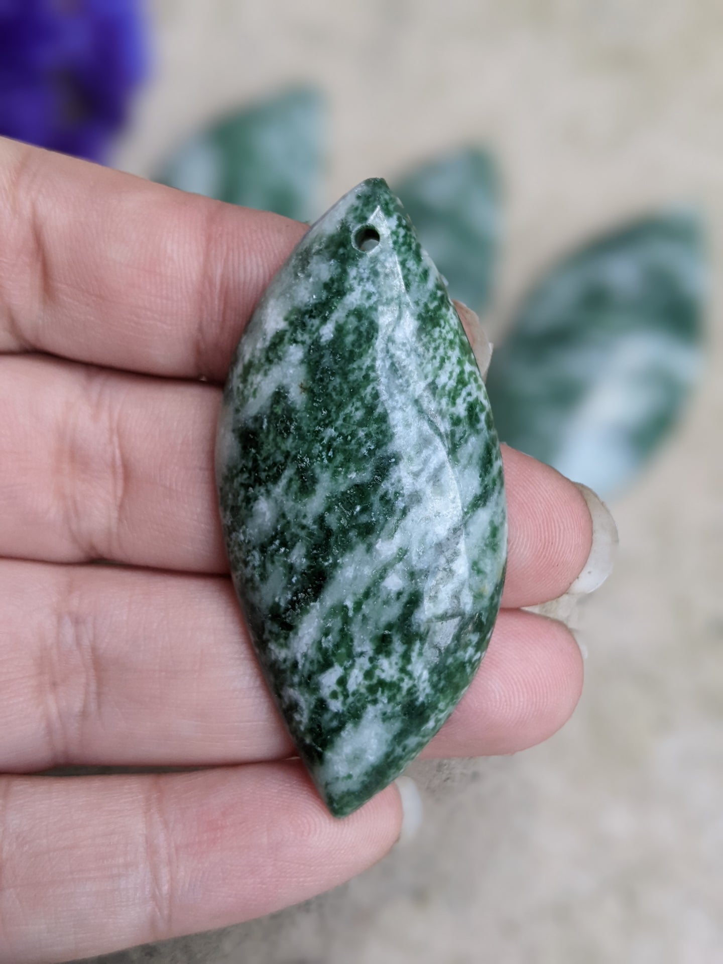 Tree Agate Leaf Shaped Pendants