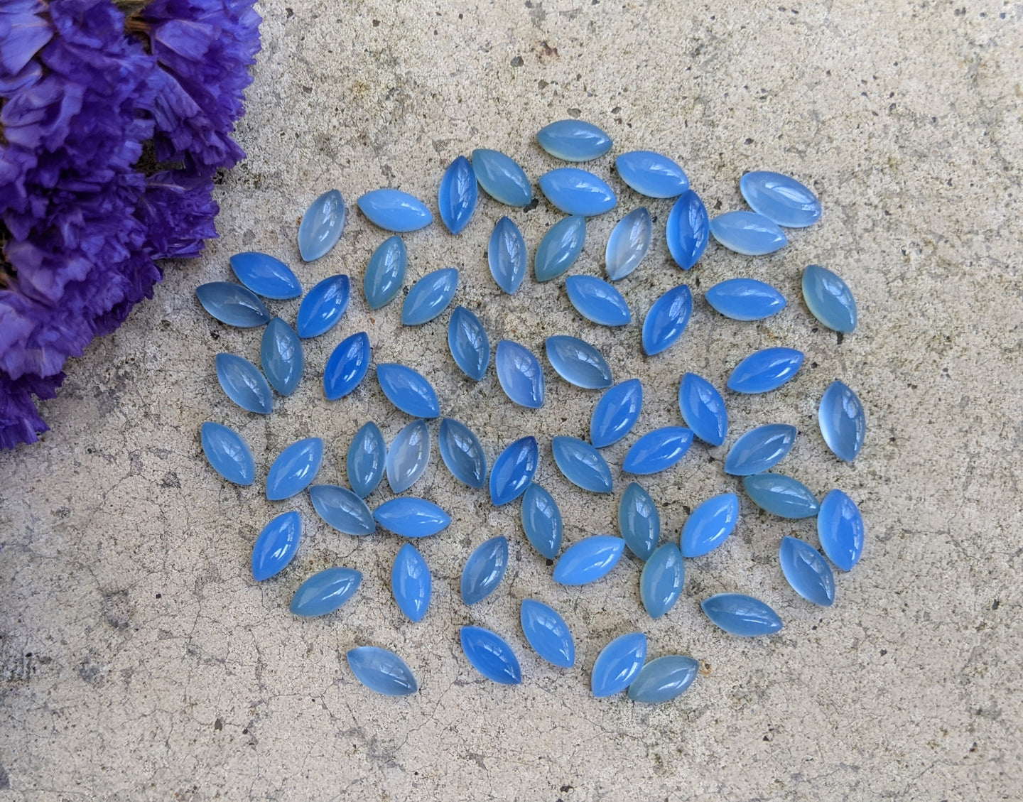 Blue Chalcedony Marquise Cabochons - 4x8mm