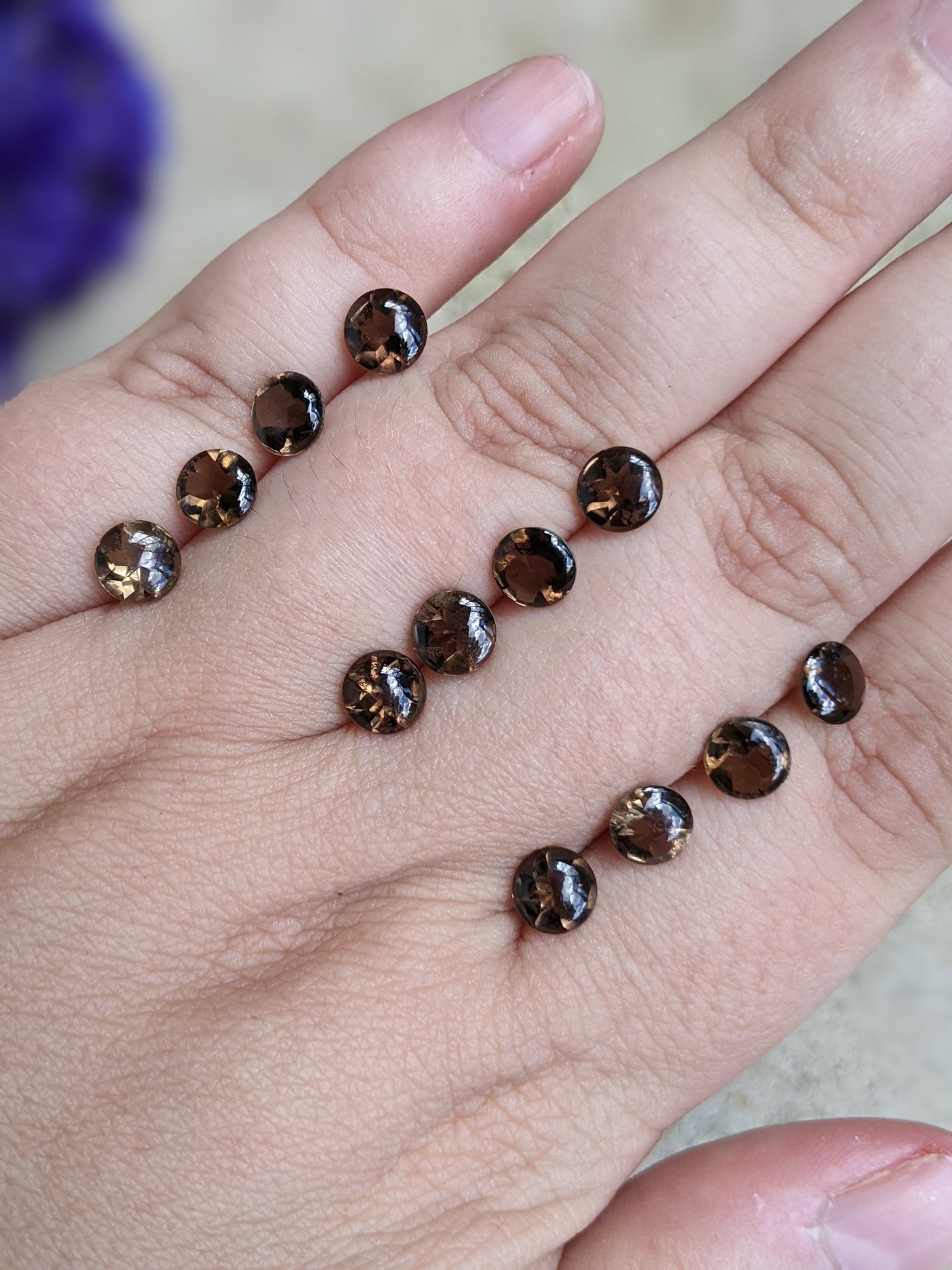 Smoky Quartz Domed Round Facets - 6mm