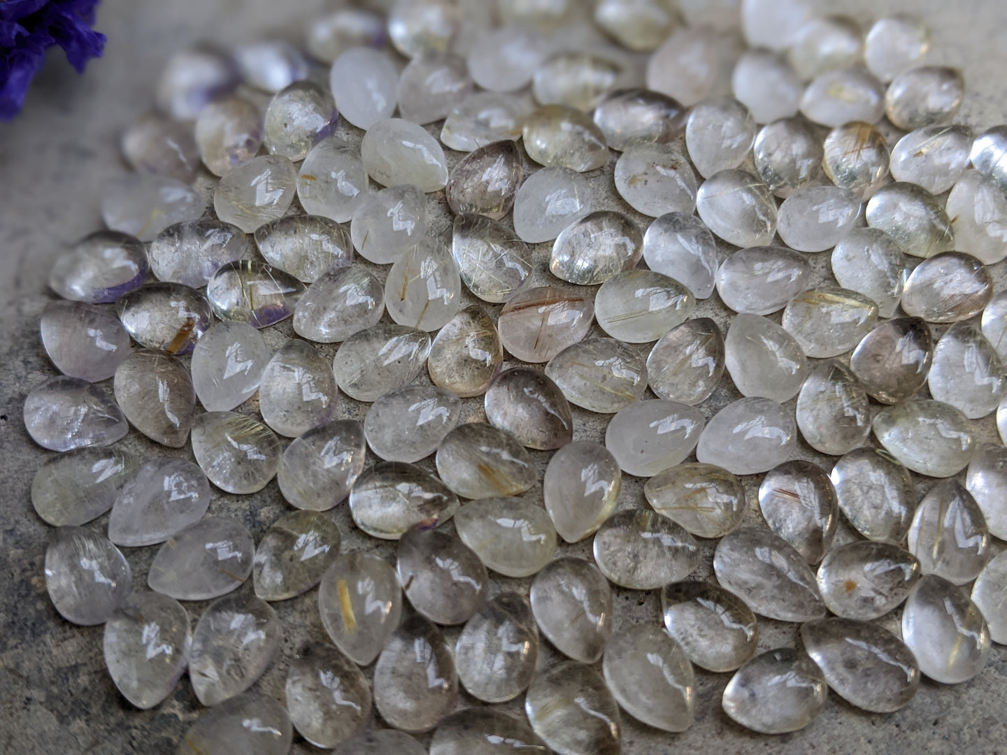 Golden Rutilated Quartz Teardrop Cabochons - 5x7mm