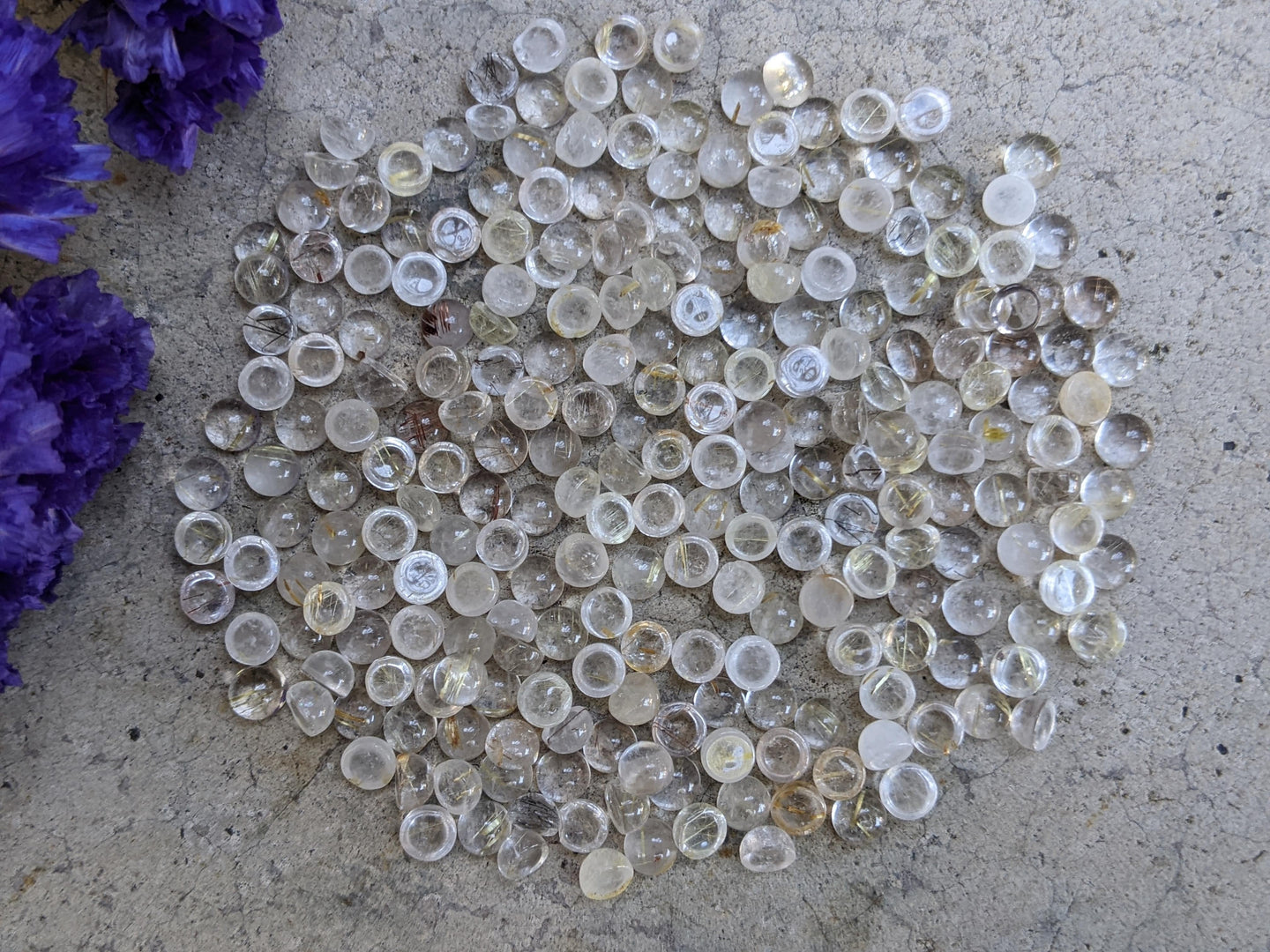 Golden Rutilated Quartz Round Cabochons - 4mm