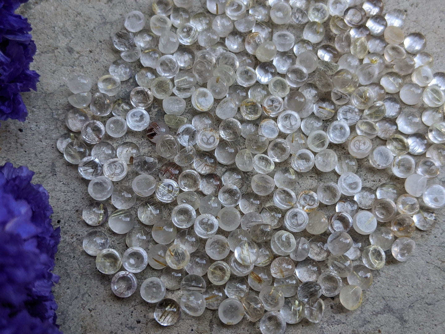 Golden Rutilated Quartz Round Cabochons - 3mm