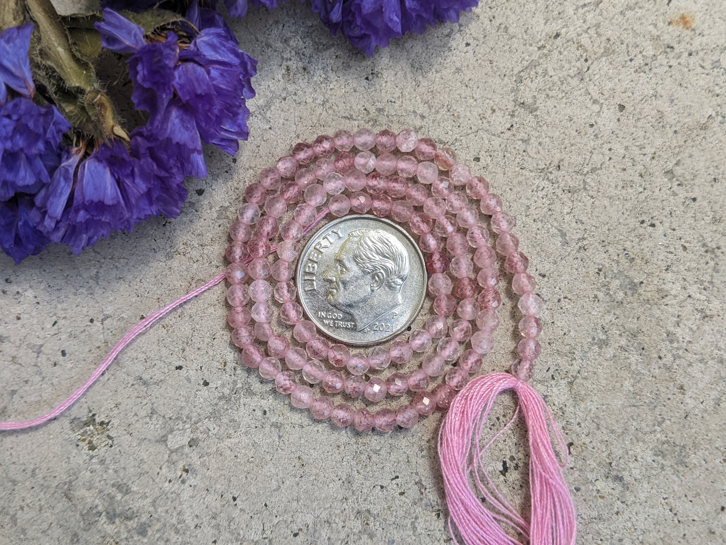 Strawberry Quartz Micro Faceted Beads