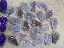 Load image into Gallery viewer, Amethyst Druzy Coffin Cabochons
