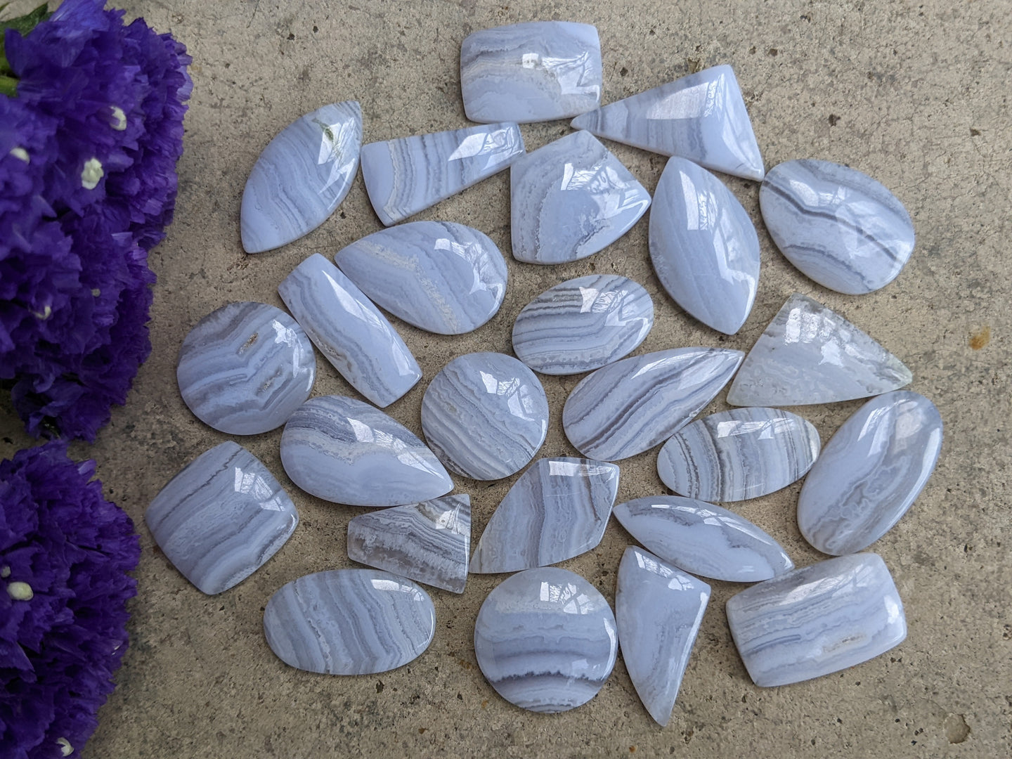 Blue Lace Agate Cabochons - Small