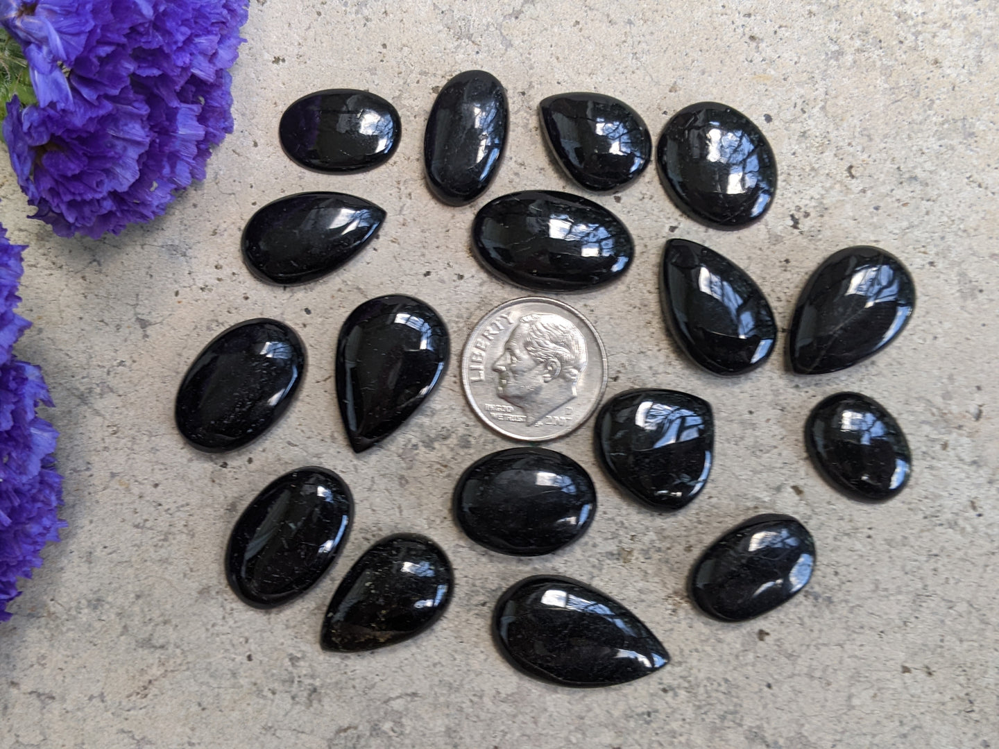 Black Tourmaline (Polished) Cabochons - Small