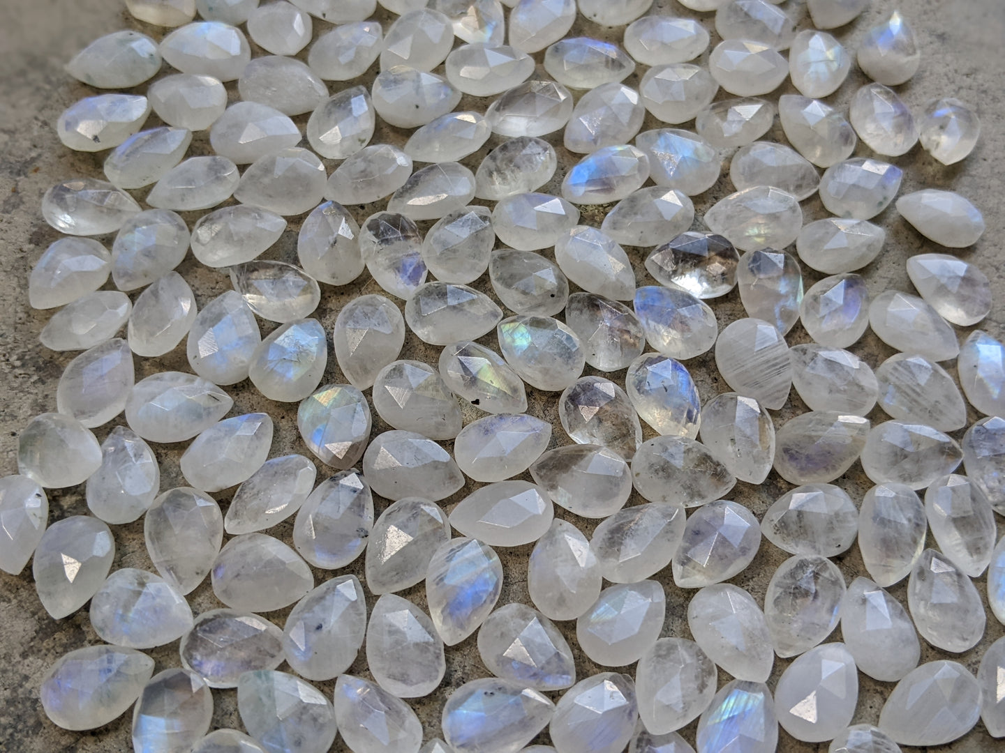 Moonstone Rose Cut Teardrops - 7x10mm