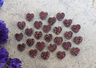 Titanium Druzy Agate Heart Cabochons - Red