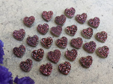 Load image into Gallery viewer, Titanium Druzy Agate Heart Cabochons - Red
