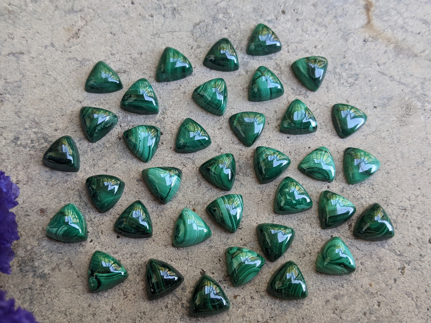 Malachite Trillion Cabochons - 6mm