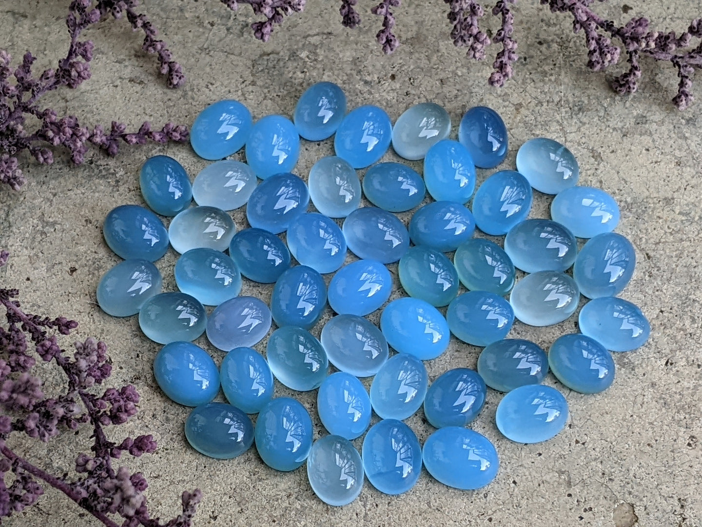 Blue Chalcedony Oval Cabochons - 7x9mm