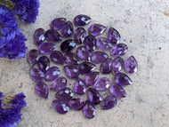 Amethyst Rose Cut Teardrops - 8x12mm