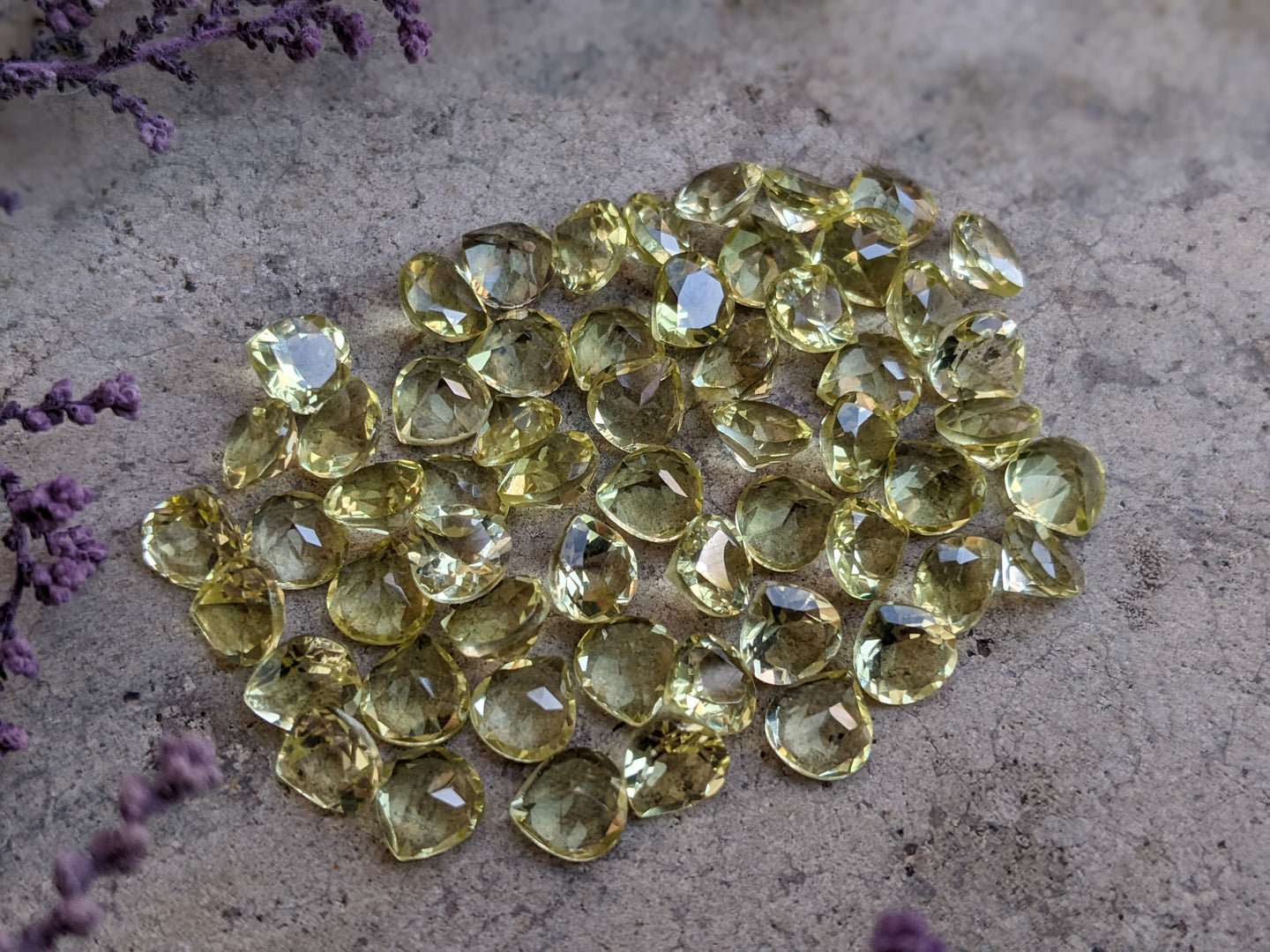 Lemon Quartz Wide Teardrop Facets - 6mm