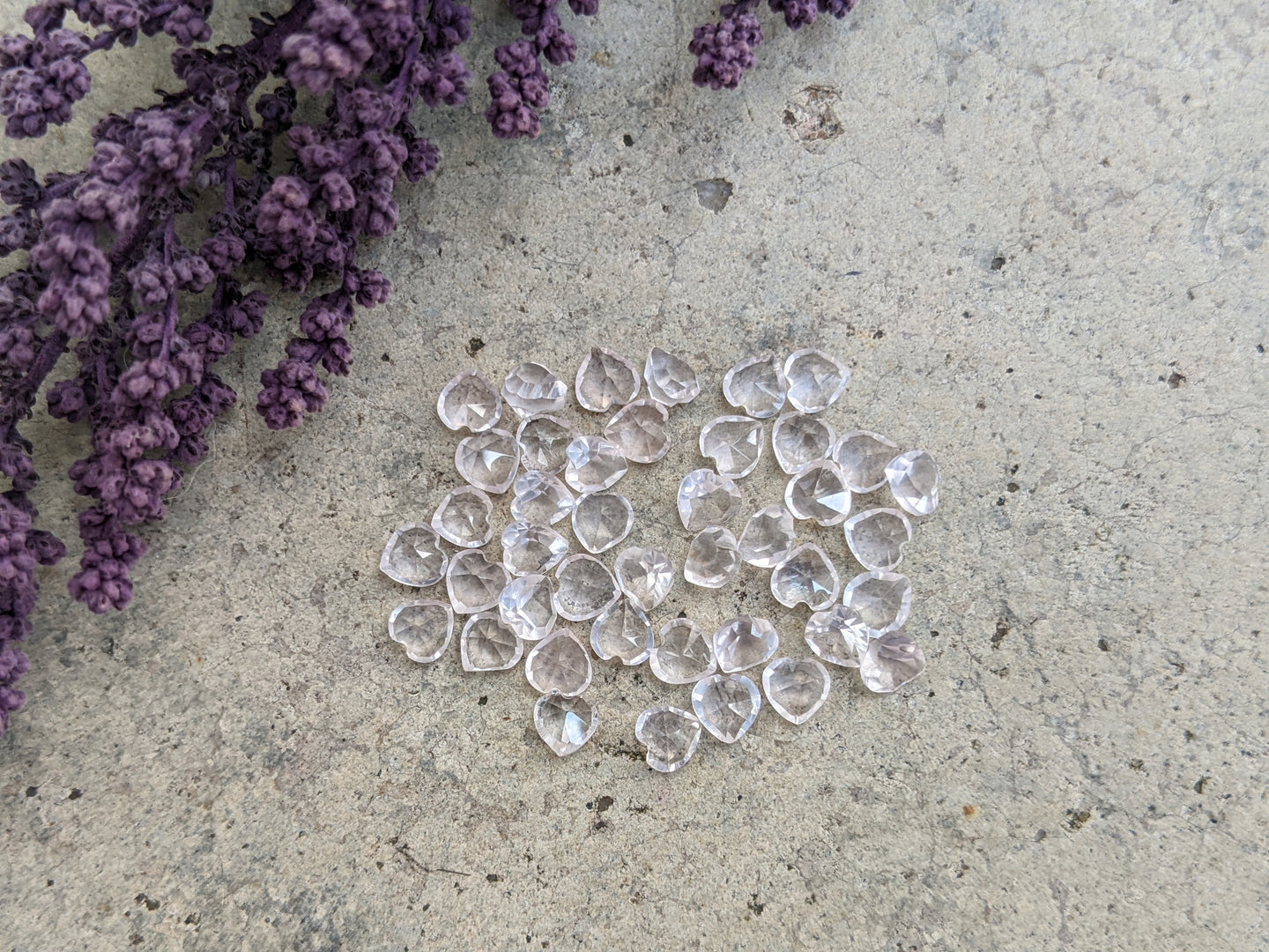 Rose Quartz Heart Facets - 4mm