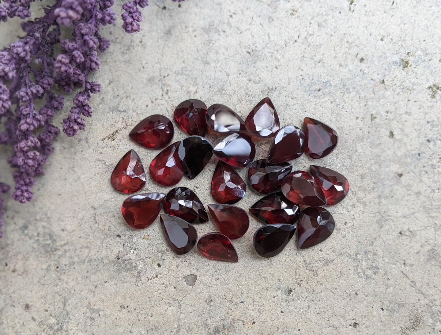 Garnet Teardrop Facets - 7x9mm