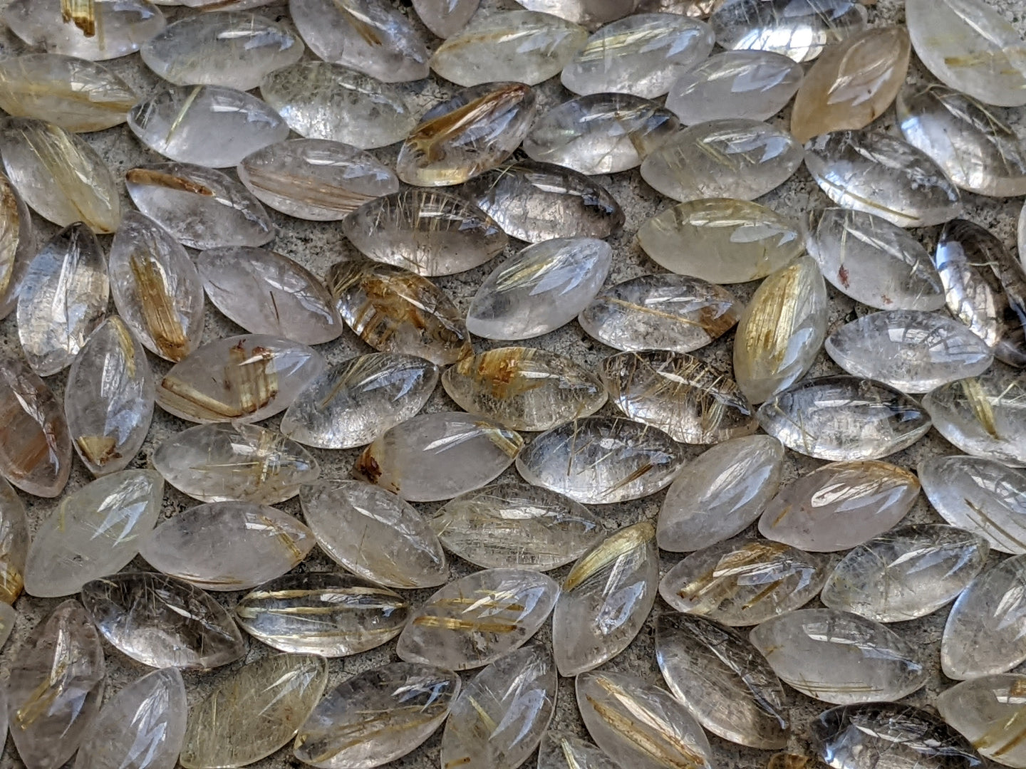 Golden Rutilated Quartz Marquise Cabochons - 5x10mm