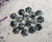 Load image into Gallery viewer, Moss Agate Faceted Hexagon Cabochons - 8mm
