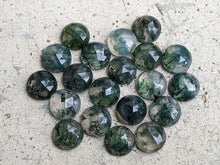 Load image into Gallery viewer, Moss Agate Rose Cut Round Cabochons - 8mm
