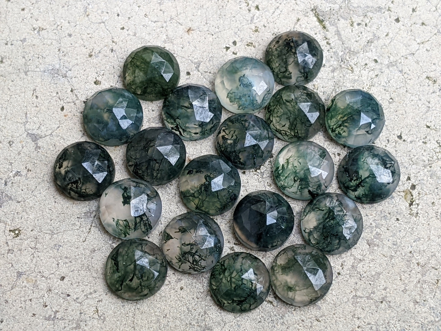 Moss Agate Rose Cut Round Cabochons - 8mm