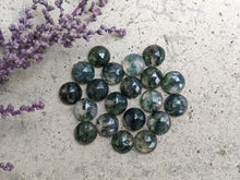 Load image into Gallery viewer, Moss Agate Rose Cut Round Cabochons - 8mm
