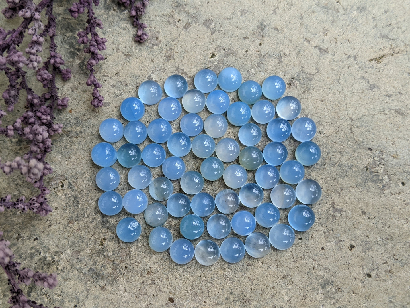 Blue Chalcedony Round Cabochons - 5mm