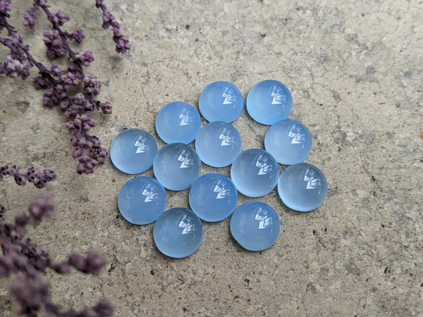 Blue Chalcedony Round Cabochons - 8mm