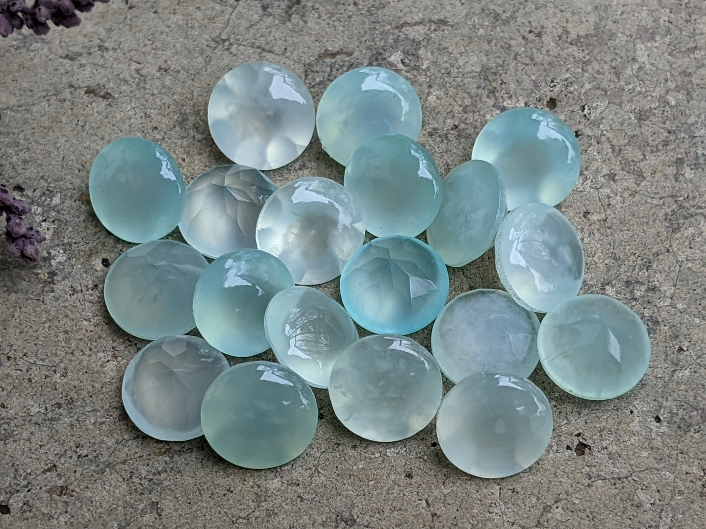 Chalcedony Fancy Domed Round Facets - 8mm