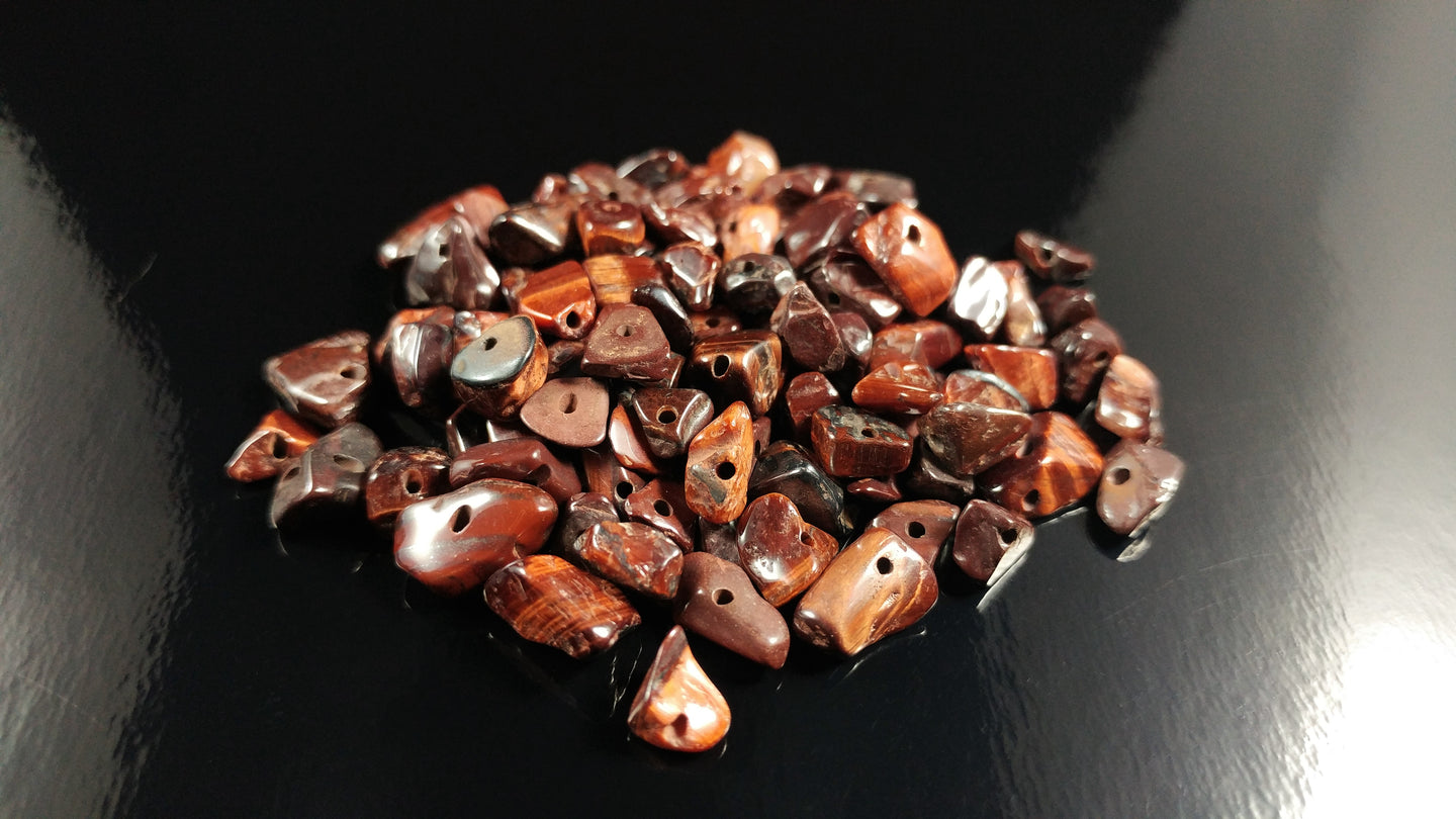 Red Tigers Eye Chip Beads