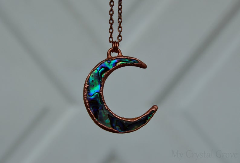Abalone Crescent Moon Pendant – My Crystal Grove