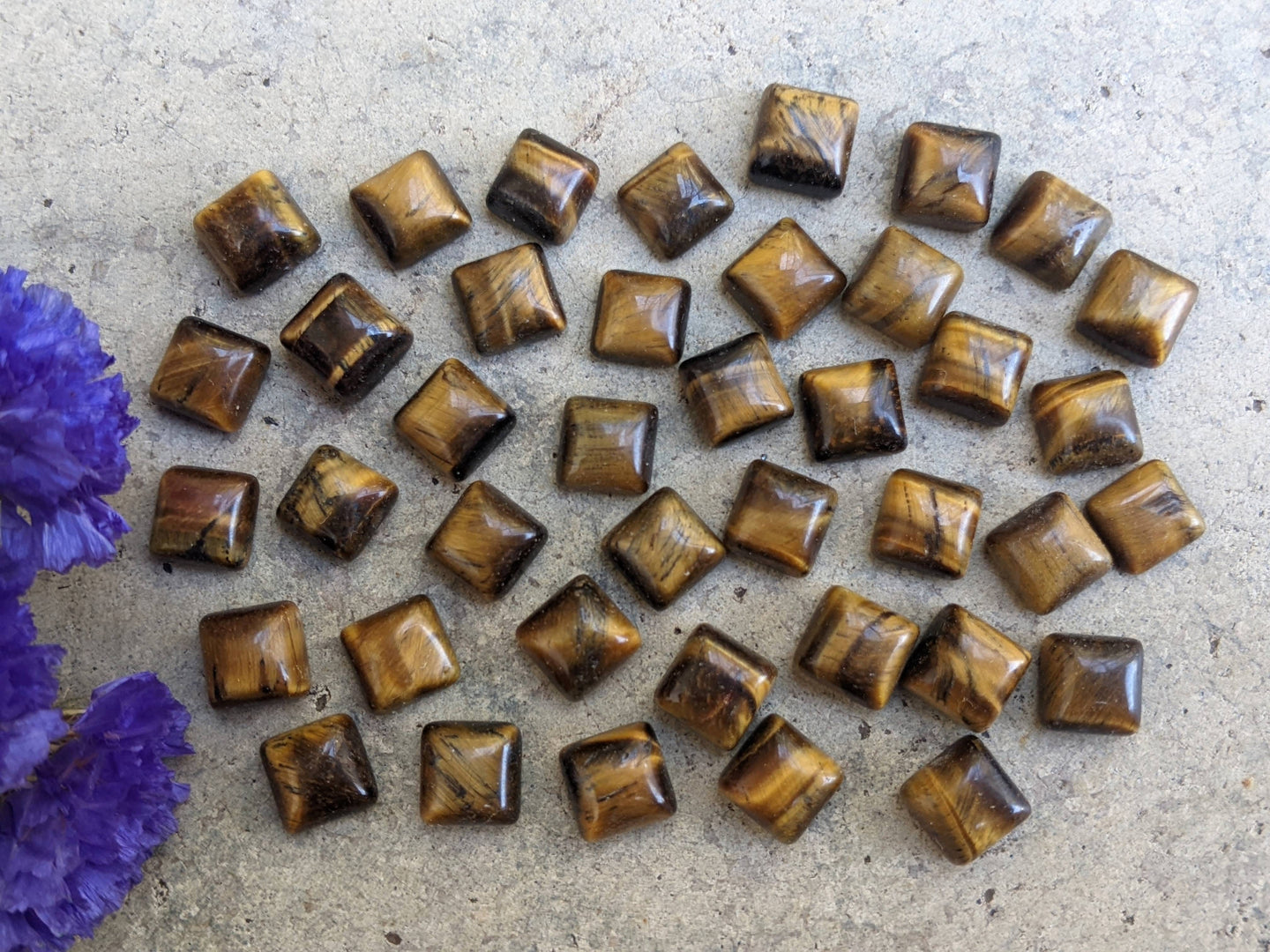 Tigers Eye Square Cabochons - 8mm